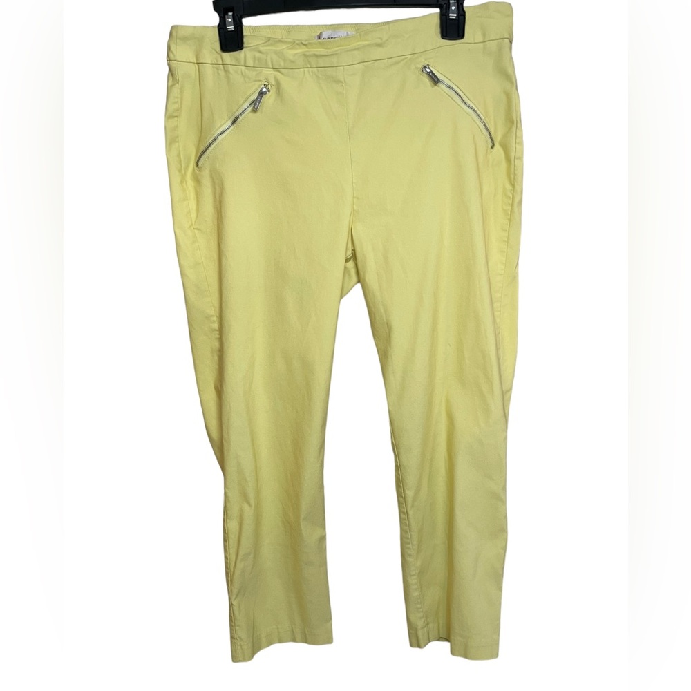 Nanette Lepore Women Yellow Pull On Crop Hi-Rise Stretch Pants Size 12 EUC